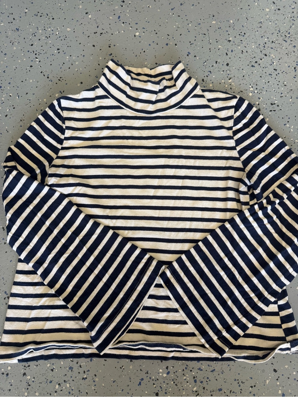 Madewell Navy and White Striped Turtleneck Long-Sleeve Top